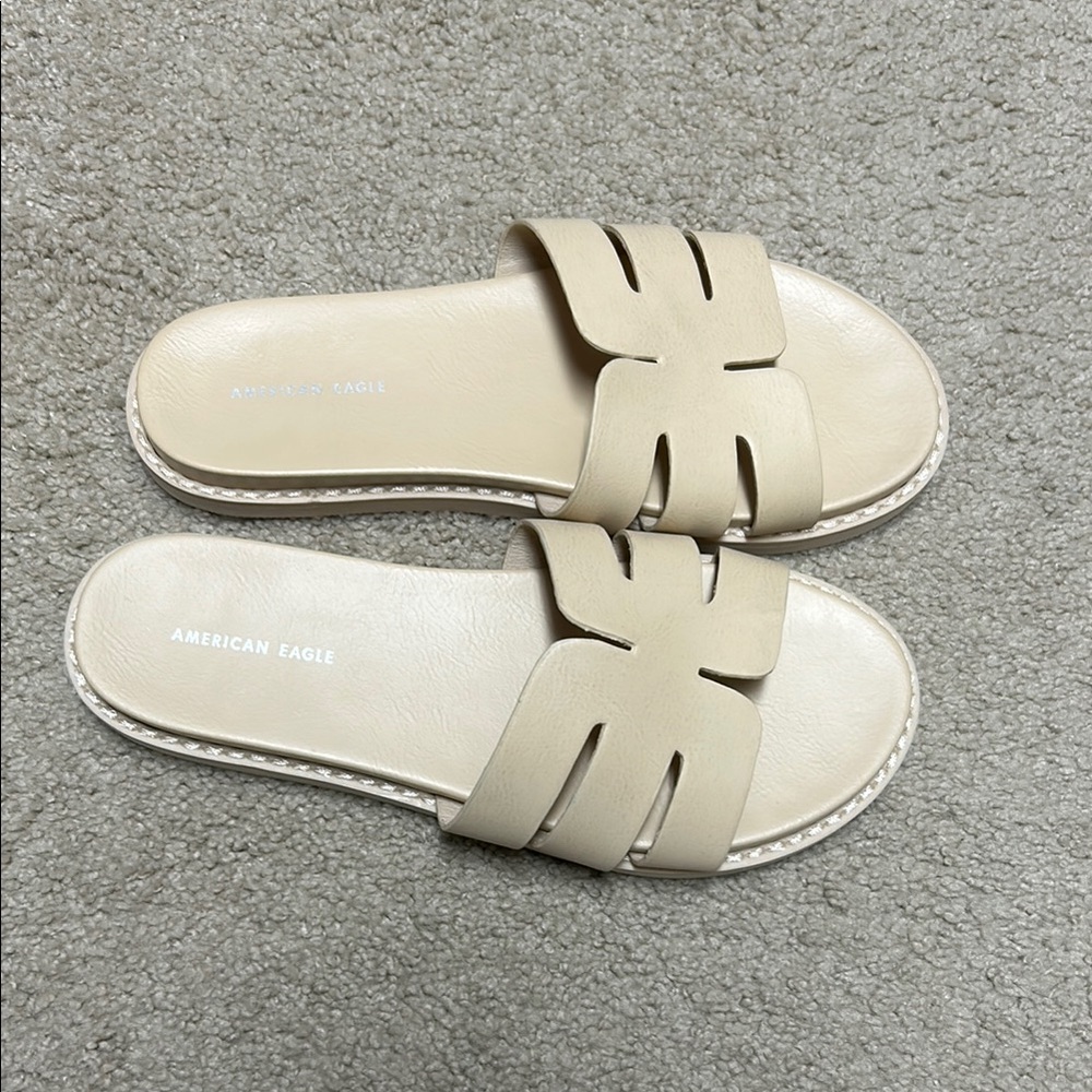 American Eagle Outfitters Women's Cream Slide Sandals